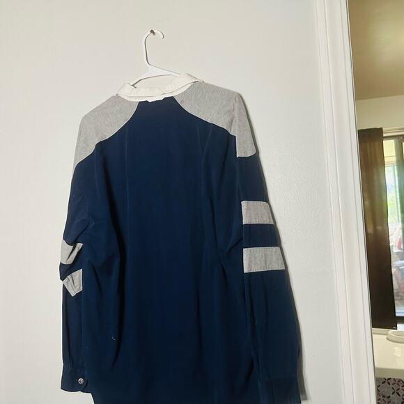 Vintage Tommy Hilfiger Navy Rugby Style Collared Crew Neck Shirt size Medium - Picture 3 of 9